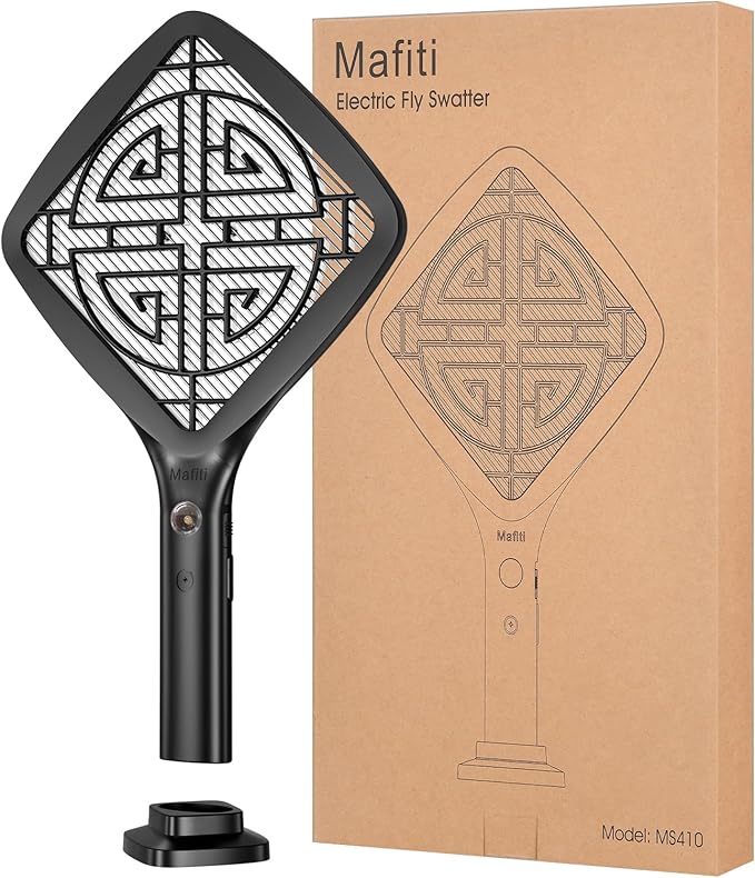 Mafiti Bug Zapper 3000V Mini Electric Fly Swatter with LED Light,Bug Zapper Indoor with Safety Grid for Home,Kitchen&Outdoor Camping-AA Battery Powered (not incl.)
