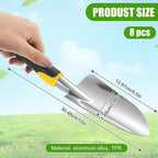 8 Pcs Garden Shovel Aluminum Alloy Heavy Duty Trowel Garden Tool Small Shovels for Digging Metal Hand Trowel Spade with Soft TPR Handle for Lawn Yard Farm Home Shop Planting