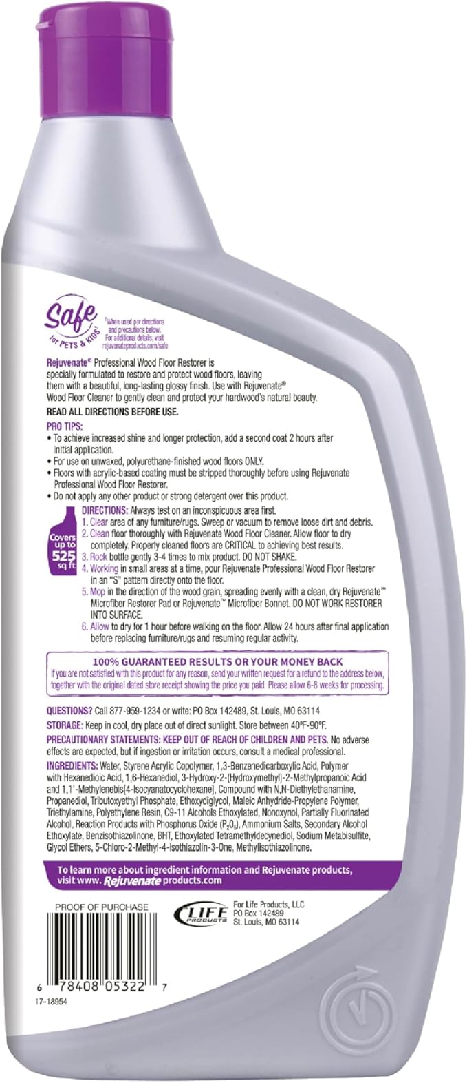 Rejuvenate Professional Wood Floor Restorer Fills Scratches, Shines And Protects Wood Flooring For A High Gloss Shine, 32 Ounces