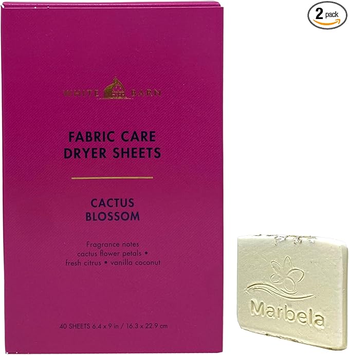 Bath & Body Works Cactus Blossom Fabric Care Dryer Sheets - Box of 40 sheets - with a Natural Oats Sample Soap