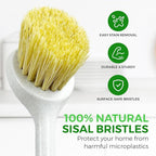 AIRNEX Bamboo Dish Brush Set of 2 - Dishwasher Brush w/Handle Made of Wheat Straw & Sisal Bristles - Non Scratch Kitchen Scrub Brush for Dishes, Pots & Pans - Dish Scrubber w/Plastic Free Bristles