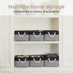 Storage Baskets for Shelves 13.8x9.8x6.7 Inch-Foldable Fabric Organizing Storage Bins with Handles, Closet & Bathroom Organizer, Home Storage for Kitchen, Office (3-Pack, Black&Gray)