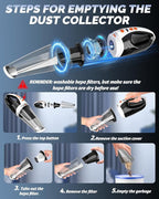 Handheld Vacuum Cordless, Car Vacuum Cleaner with Powerful Suction, 2 Modes Mini Hand Vacuum, Dry & Wet, LED Light, Portable Vacuum for Car Pet Hair, Home, Office, Keyboards Black Orange