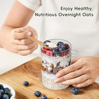 MHDCLY Overnight Oats Containers with Lids,16oz Overnight Oats Jars 4 Pack, Oatmeal Cups,Meal Prep Containers,Glass Meal Prep Containers with Lids,China Pudding Jars
