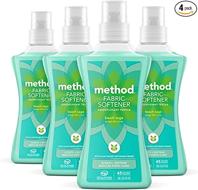 Method Fabric Softener; Beach Sage; 53.5 Ounces; 45 Loads; 4 pack; Packaging May Vary