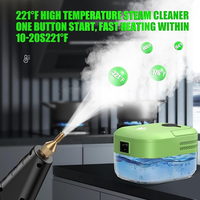 3BAR Steam Cleaner, 2200W Handheld Steam Cleaner whit 8 Accessories for Home Use, Fast Heat-Up in 12s, 1.2L Water Tank, Car-Portable Handheld Steamer for Cleaning Kitchen, Bathroom, Grout, Car