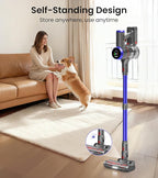 FKIEN Cordless Vacuum Cleaner, 550W 45kPa 65Mins Vacuum Cleaners for Home with LED Display, Self-Standing Stick Vacuum with Anti-Tangle Brush, Rechargeable Vacuum Cordless for Pet Hair/Carpet/Floor