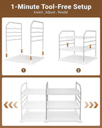 EVERIE Extendable 3-Tier Kitchen Cabinet & Pantry Organizer for Plastic Wrap, Foil & Storage Bags, Adjustable Heavy Duty Shelf Rack for Wrap Boxes, Jars & Snack Boxes (11–16.7 in Wide), Pack of 1