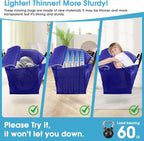 BlissTotes 6 Pack Moving Bags with Clear Window, Storage Bags with Strong Carrying Handles & Zippers,Large Packing Bags for Saving Space, Alternative to Moving Boxes(Blue,20 Gallon)