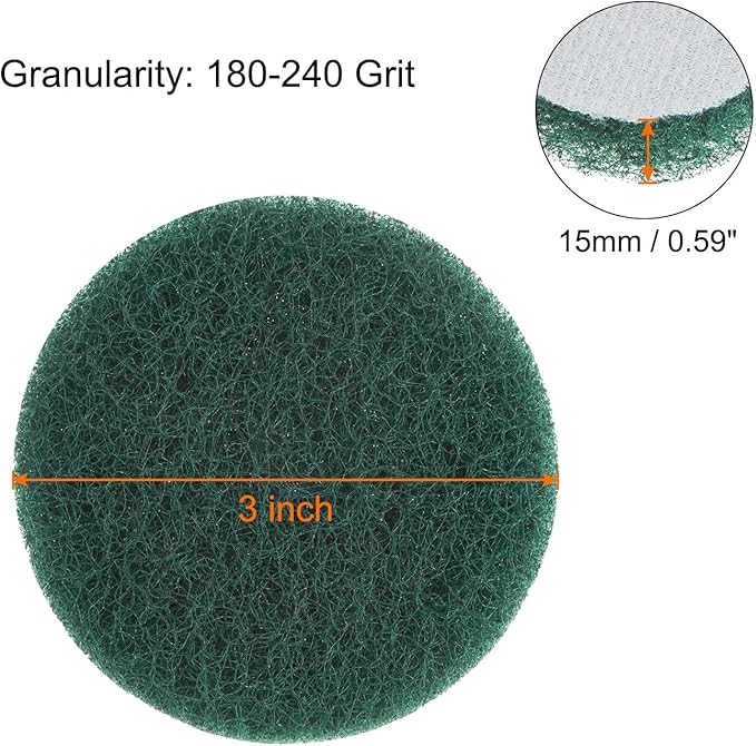 HARFINGTON 8pcs Drill Power Brush 3 inch Tile Scrubber Scouring Pads 180-240 Grit for Bathroom Kitchen Household Cleaning