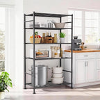 BolDuck 5 Tier Shelf Organizer Rack, Metal Shelving Unit with Adjustable Leveling Feet, Space-Saving Storage Shelves for Garage Closet Laundry Bathroom Kitchen Pantry, 33.07”Wx12.6”Dx72.04”H,Black