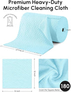 Microfiber Cleaning Cloths Roll, 75 Pack Tear Away Microfiber Towels Roll, 12" x 12" Lint Free Rags, Reusable Cleaning Cloths, Washable, Scratch Free,Ultra Absorbent Dish Rags(Blue Ripple)
