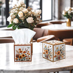 12 Pack Fall Wildflower Floral Facial Tissues Cube Boxes 600 Sheets 3 Ply Autumn Small Flower Square Face Tissues Bulk for Thanksgiving Day Car Bedroom Party Supplies