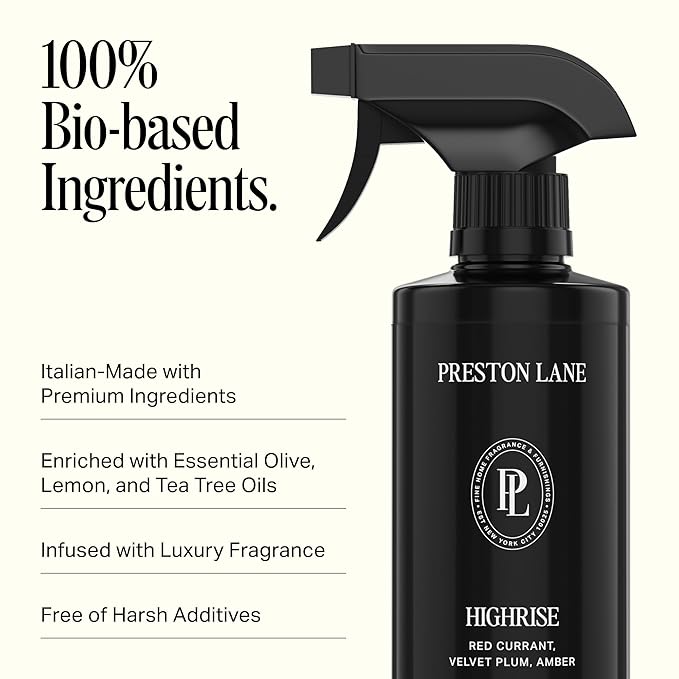 Preston Lane Luxury All-Purpose Cleaner, Highrise Scent | Bio-Based Multi-Surface Spray | Streak-Free Finish, Lifts Dirt, Smudges & Grease | Vegan & Cruelty-Free