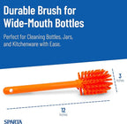 SPARTA Large Water Bottle Brush Ideal for Wide-Mouth Jars, Bottles and Tumblers, Dishwashing Tool with Handle for Home and Commercial Kitchens, Plastic, 12 Inches, Orange, (Pack of 6)