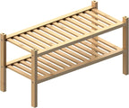 ROMGUAR CRAFT (Thick Bamboo Shoe Rack for Entryway, 2-Tier Free Standing Shoe Racks Stackable Shoe Rack Organizer for Hallway Closet Living Room 27 x12 x14 Inches