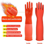 North Tower Rubber Gloves Kitchen Cleaning For Washing Dishing Kithchen, warmming Heat Resistant Dishwashing Gloves,18",2 Pairs Small
