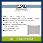 RSVP International Kitchen Cleaning Collection Gentle Scrubbing Sponge for Non-Stick Cookware, Porcelain & Glass, Dishwasher Safe, 5x3.5, Silver (Pack of 4)