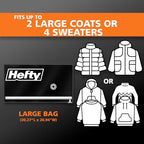 Hefty MAX Shrink-Pak Vacuum Seal Storage Bags for Clothing, Travel, Bedding | Tear & Water Resistant, Dual-Valve Space Saver Compression Bags - Large, 4-Pack