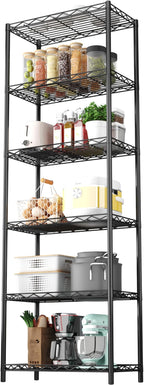 HOMEFORT 6-Tier Storage Shelves, Heavy Duty Metal Storage Rack, Wire Shelving Unit Organizer Rack for for Pantry Closet Kitchen Laundry (21”Wx11.4”Dx67”H,Black)