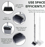 YZO Broom with Dustpan Combo Set, 54.33 Inch Long Handle Standing Design, Dustpan Front Rubber Tight Seal, Broom with 5 Layer Bristles, Suitable for Bedroom, Yard, Office and Apartment(Gray&Black)