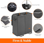 Lifewit Double Laundry Hamper with Lid and Removable Laundry Bags, Large Collapsible 2 Dividers Dirty Clothes Basket with Handles for Bedroom Laundry Room Closet Bathroom College, 136L Black