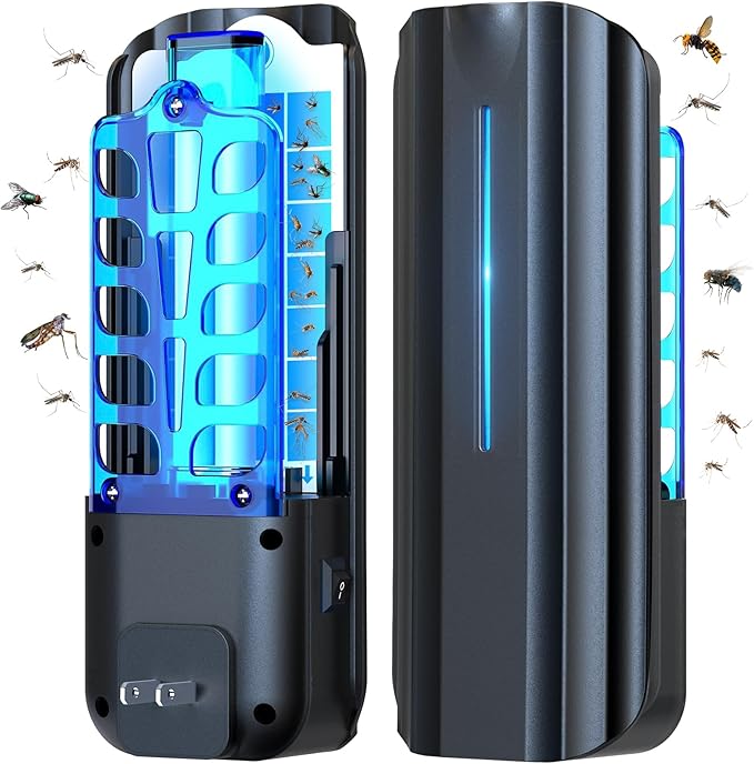 Fly Trap Indoor, Plug in Fruit Fly Traps for Indoors with 9w Night UV Light, Flying Insect Trap for Mosquito, Gnats, Moths, 10 Sticky Refills Catcher Bug Zapper Killer for House/Office