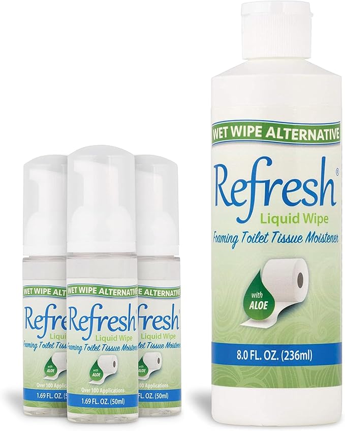 Refresh Wipes Foam Value Bundle – 3 Travel Foams + 8oz Refill – Eco-Friendly Wet Wipe Alternative