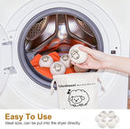 6 Pcs Wool Dryer Balls, Reusable New Zealand Natural Fabric Softener & Static Reducer Wool Laundry Balls for Dryer to Reduce Wrinkles & Shorten Drying Time, for Pet Hair & Laundry, with Storage Bag