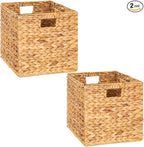 12x12in Wicker Storage Baskets - Large Cube Storage Bins for Bedroom, Living Room, Nursery (2 Packs)