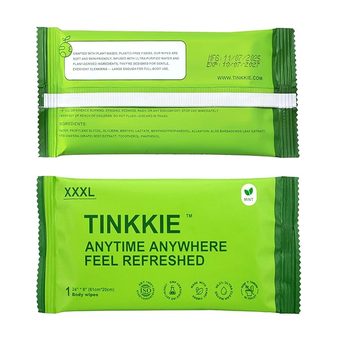 Extra Large Body Wipes (24" x 8"), 5X Bigger No Rinse Bathing Towelettes, Portable Cooling Cleansing Wipes 36 Pack for Gym, Camping, Hiking & Outdoor Sports