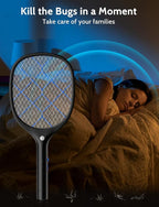 YISSVIC Electric Fly Swatter Bug Zapper Racket 4000V Rechargeable Mosquito Killer with LED Light for Indoor Home Office Backyard Patio Camping
