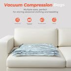 Vacbird Travel Vacuum Storage Bags, 8 Pack 29" Vacuum Seal Bags with Rechargeable Cordless Pump Compression Packing for Clothing Clothes Suitcase Luggage