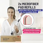 Replacement Microfiber Pad for Moku Home Extendable Tub Tile Shower Scrubber for Cleaning Non-Scratch (2X Microfiber Pad Red)