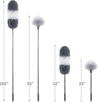 BOOMJOY Microfiber Feather and Cobweb Duster Set, Bendable Head and 100 inches Extension Pole, for High Ceiling, Fan, Blinds, Furniture