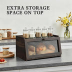 LOHASOK Bread Box for Kitchen Countertop Large Farmhouse Bread Container Bread Storage with Window Wooden Bread Holder