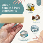 All Natural Dish Soap Bars - Bar Soap for Dishes, Biodegradeable Dish Soap Block, Kitchen Soap, All Natural Non Toxic, Low Waste Kitchen Dishwashing Bar Soap-Unscented, (3 Pack, 6.3oz)