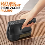 Fabric Shaver - Ziitty Lint Remover for Clothes, Sweater Defuzzer with LCD Display, 3-Speeds, 6-Blade, Type-C Rechargeable, Sweater Shaver to Remove Pilling Fuzz Lint Balls Pills for Clothes Furniture