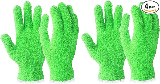 Evridwear Microfiber Gloves for Plant Dusting,2 Pairs Reusable Leaf Cleaning Glove for Houseplants,Blinds,Furniture and Small Objects