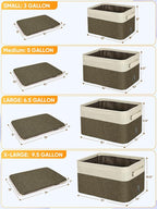 BALEINE 1 Pack Fabric Storage Bins for Shelves, Linen Storage Baskets for Organizing, Decorative Closet Bins for Clothes, Home (Brown, 14''x10''x8.5'')