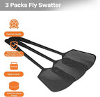 Fly Swatters-Begonia Flexible Heavy Duty Thick Fly Swatters with Bigger Paddle, Black 3 Pack