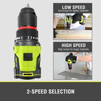 SnapFresh 20V Cordless Brushless Drill Driver, 1/2" Compact Power Drill Set with 500 in-lbs Torque, 20+1 Clutch & 2 Variable Speeds, LED, 2.0Ah Battery & Fast Charger, Electric Tool Kit for Home & DIY