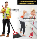 Heavy Duty Angle Broom, 3 Pack Longer Commercial Brooms, Swipe Brooms for Sweeping Indoor Outdoor, Perfect Red Broom of Kitchen, Garage, House, Restaurant