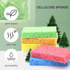 Cellulose Sponges,Heavy Duty Scrub Kitchen Sponge,Clean Tough Messes Without Scratching Sponges Kitchen,Pop Up Eco Sponges DIY Pink (6 Pack)