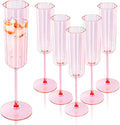 Ciaell 24 Pack Pink Plastic Champagne Flutes - 6 Oz Flower Wavy Champagne Glasses - Heavy Duty Vintage Disposable Glassware for Party & Anniversary & Wedding