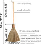 BMart Home Small Natural Whisk Sweeping Hand Handle Broom - Vietnamese Straw Soft Broom for Cleaning - Decoration Items - Indoor - Outdoor - 7.87'' Width, 24.4" Length