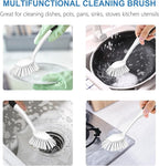 SetSail Dish Brush with Handle, 3 Pack Stiff Bristles Dish Scrubber with Built-in Scraper Dish Scrub Brushes for Cleaning Dishes, Pots and Pans, Kitchen Sink, 3 Pack, Black White