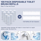 100PC Toilet Bowl Wand Refills, Disposable Toilet Brush Heads, Upgraded Toilet Scrubber Refill, Toilet Cleaner Refill Pads with Most Toilet Brushes for Easy Bathroom Cleaning