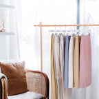 Nature Smile Wooden Pants Hangers Wood Bottom Jeans Skirt Hanger with Clips Anti Rust Hook Pack of 10 (White)