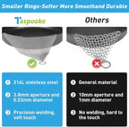 Cast Iron Cleaner and Chainmail Skillet Scrubber - 12''x12'' Upgraded 3.8mm Small Ring, 316L Stainless Steel Fine Rings - Durable Scraper for Skillets, Pans, Griddles & Containers
